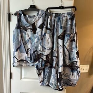 Abstract Print Sleeveless Top and Pants Set